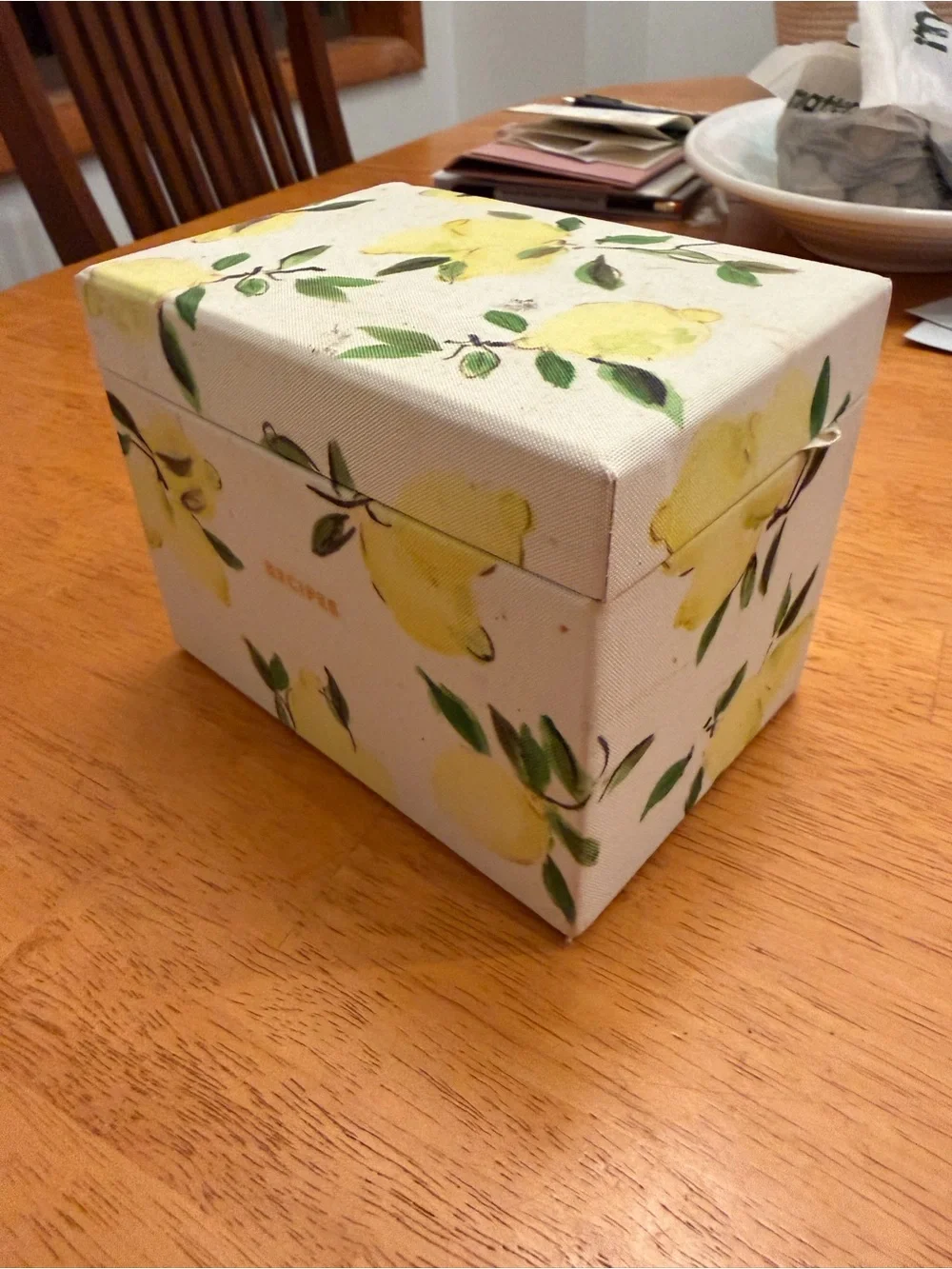 kate spade Lemon Pattern Recipe Box - Yellow, Green, White